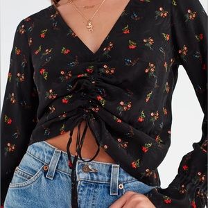 UO Cinched Floral Blouse